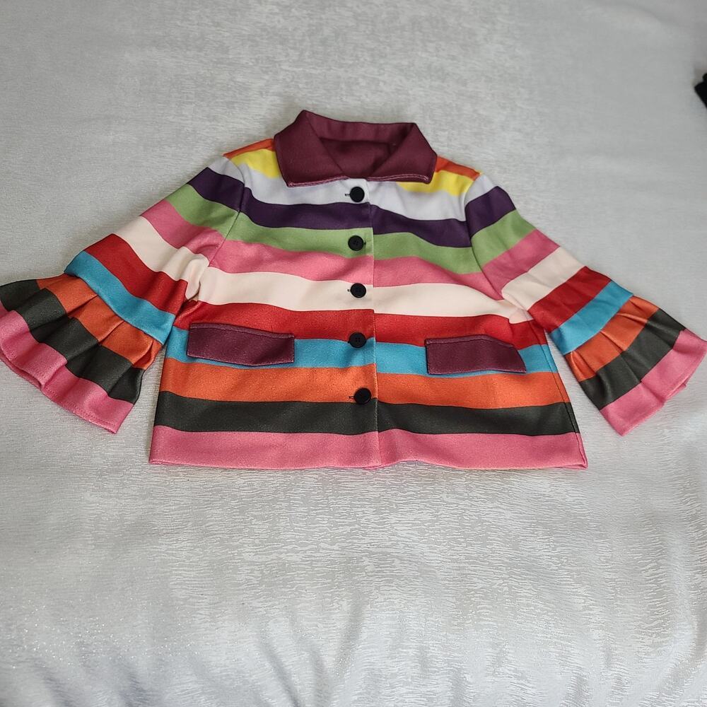 Vintage Striped Puffed Sleeve Jacket Small - Picture 4 of 7